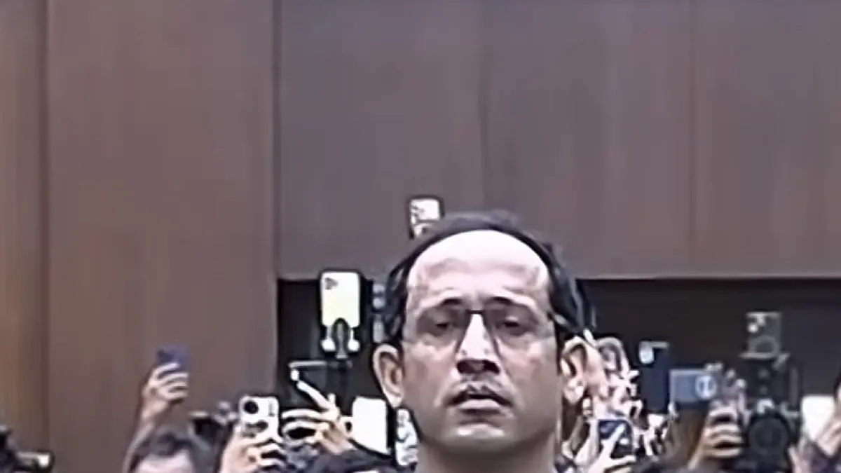 Nadiem Makarim saat mengikuti sidang Tipikor, pada Selasa (30/6/2026)