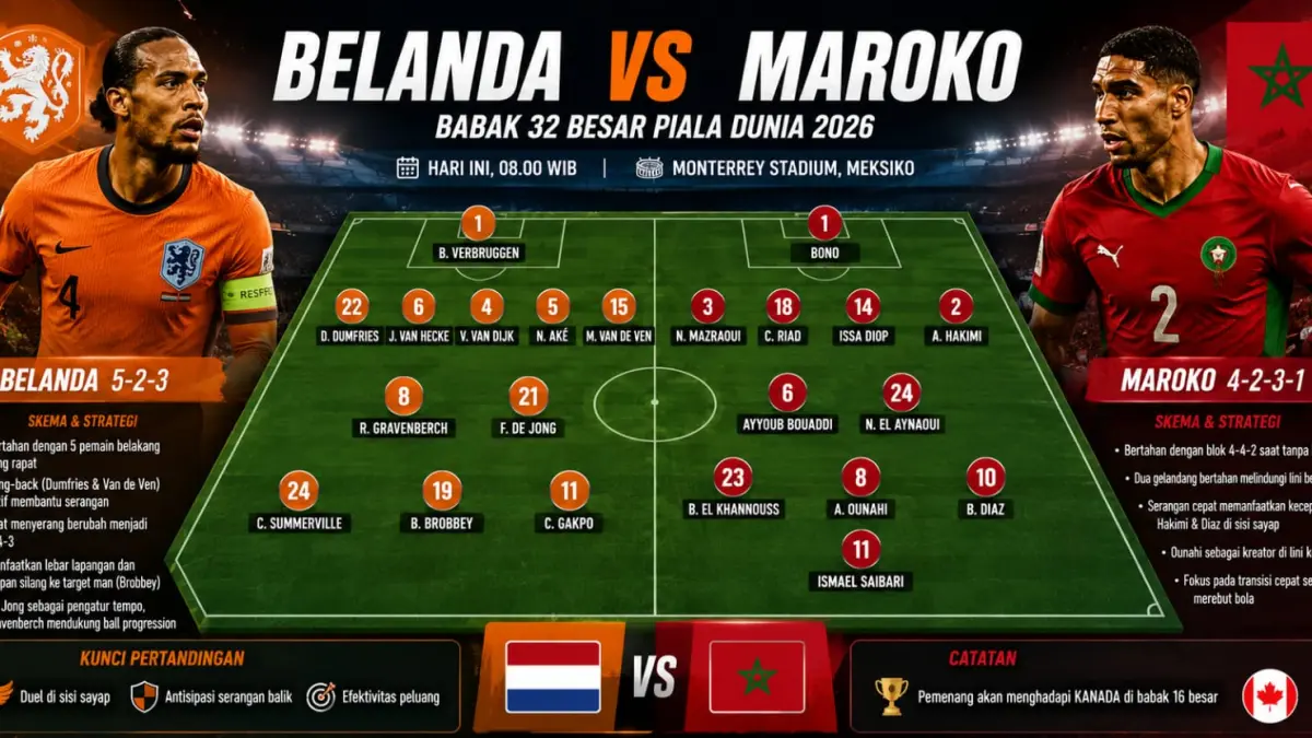 Skema formasi Belanda VS Maroko