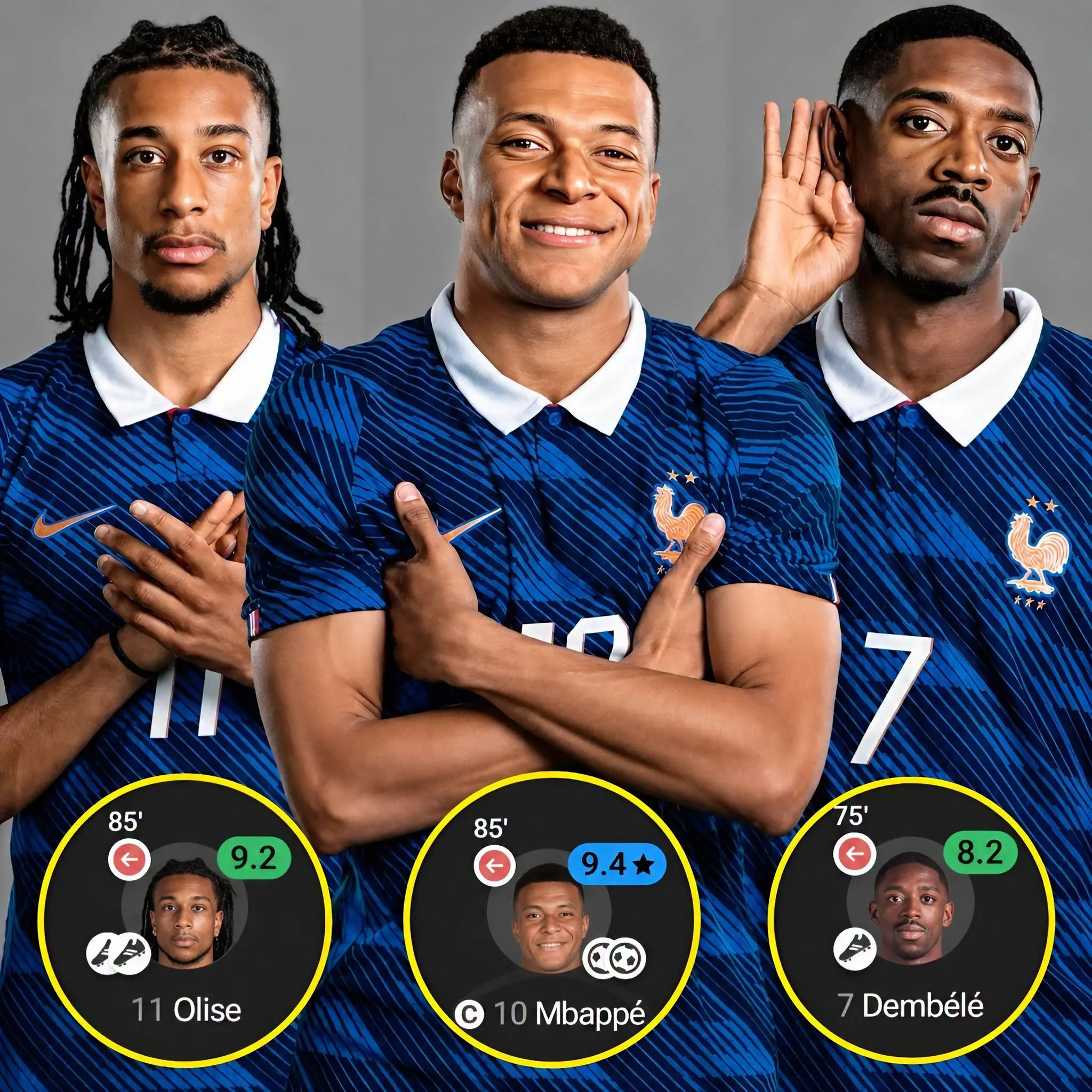 Trio Mbappe, Olise, dan Dembele telah berkontribusi 19 gol di Piala Dunia 2026 sejauh ini. (FB Tayron Reiga)