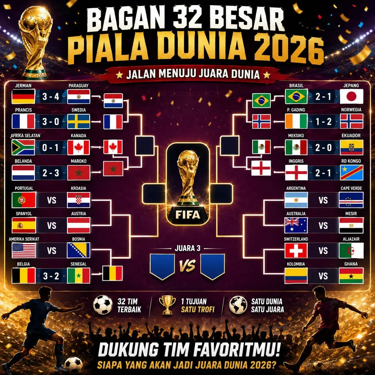 Bagan 16 besar Terbaru Piala Dunia 2026
