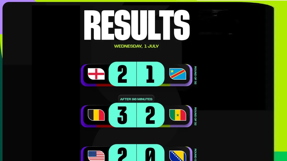 Hasil pertandingan Piala Dunia 2026 Kamis, 2 Juli 2026. 