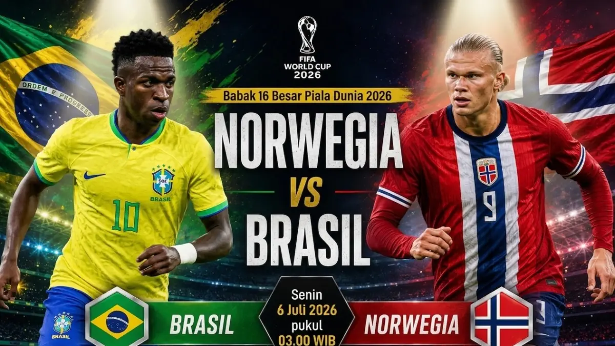 Brasil vs Norwegia akan bertempur besok (6/7/2026). 