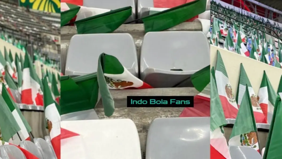 PSYWAR! Suporter Meksiko Siapkan Ribuann Bendera di Stadion di Laga Panas Meksiko vs Inggris. (FB Indo Bola Fans)