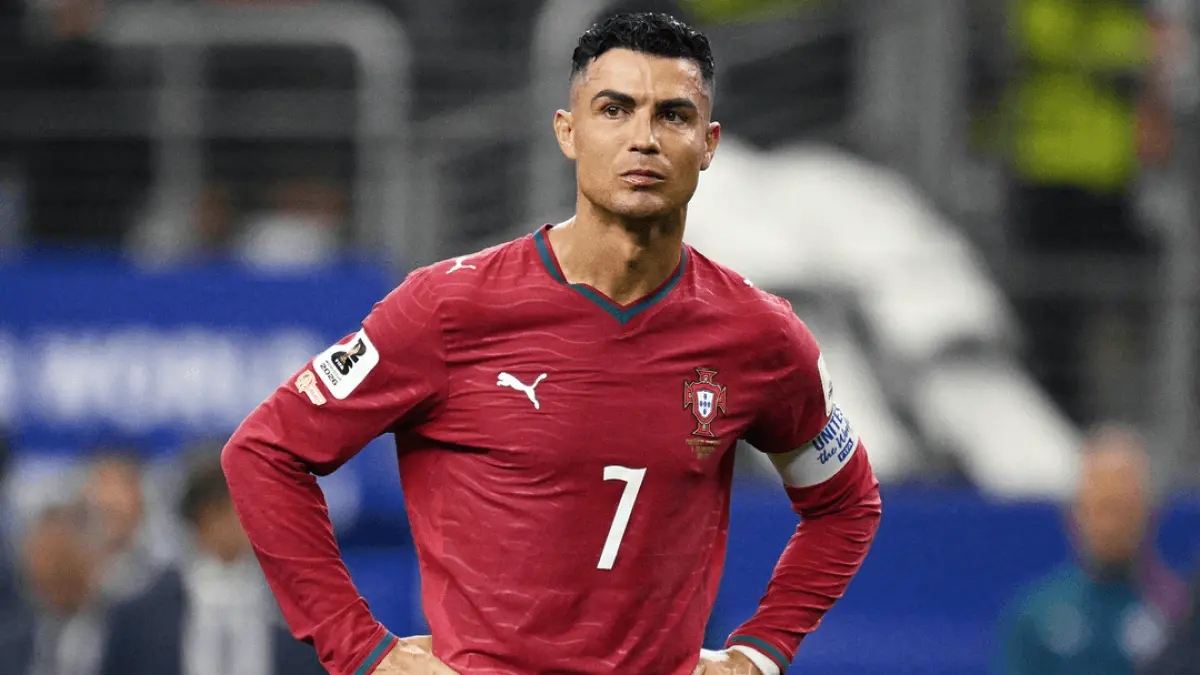 Cristiano Ronaldo setelah Portugal ditumbangkan Spanyol di babak 16 besar Piala Dunia 2026. (beIN Sport)