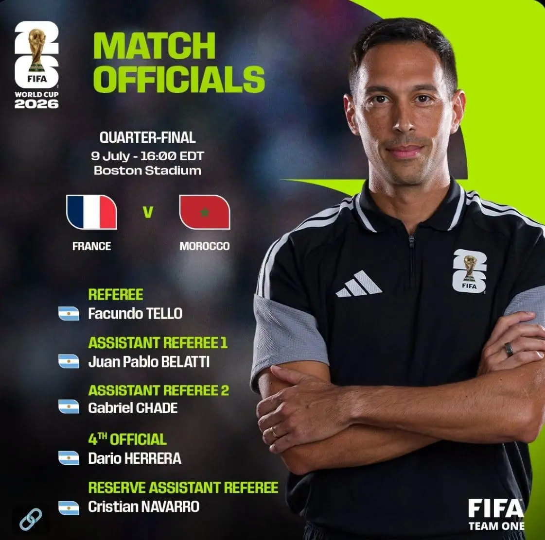 Wasit asal Argentina yang akan memimpin jalan laga Prancis vs Maroko