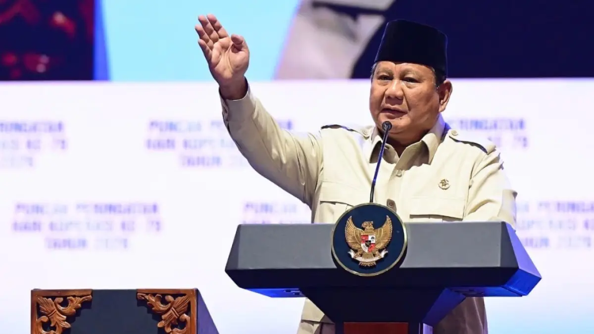 Presiden Prabowo saat berbicara dalam Puncak Peringatan Hari Koperasi ke-79 di Indonesia Arena, Jakarta, Minggu, 12 Juli 2026. (Dok. Setpres)