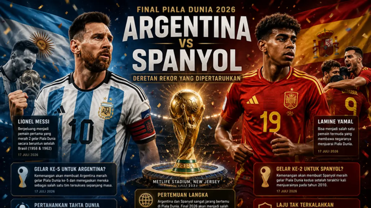 Rekor yang dipertaruhkan antar Argentina & Spanyol. (Feriel/ILUSTRASI AI/RADAR JEMBER)

