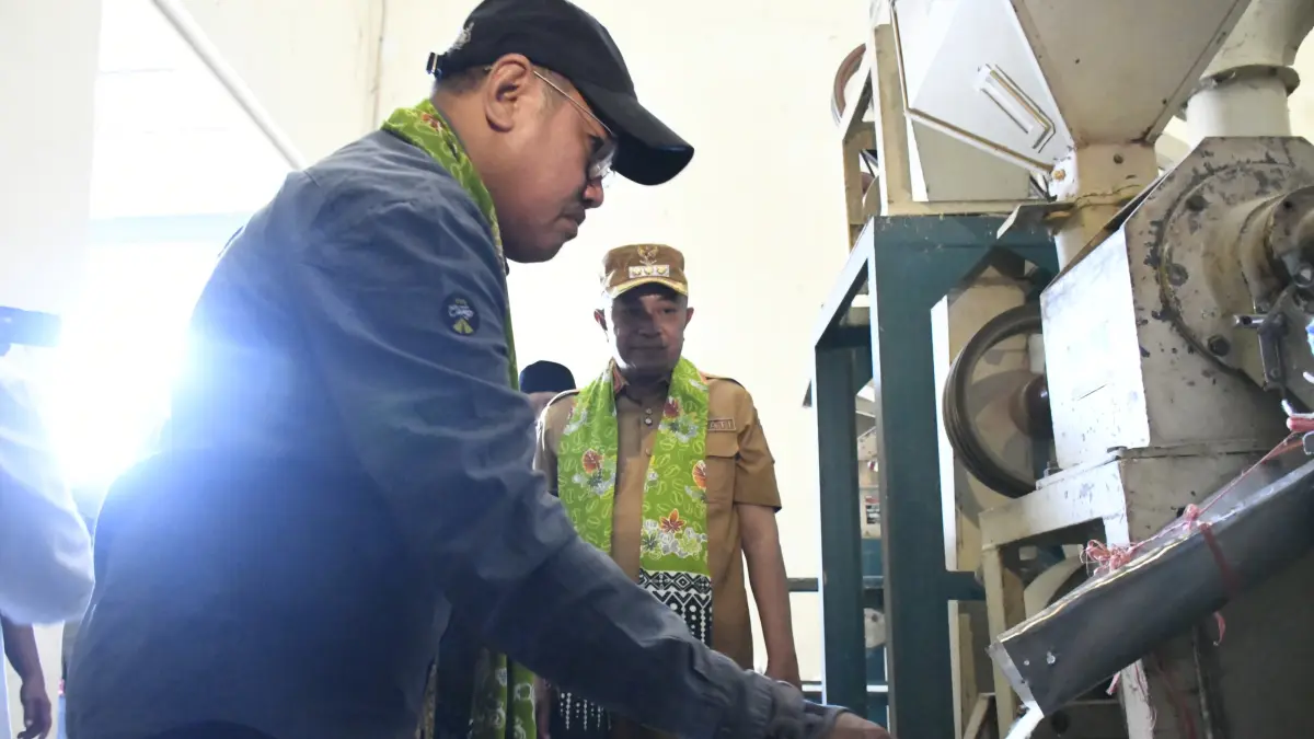 DIPANTAU: Bupati Bondowoso, Abdul Hamid Wahid mengunjungi salah satu tempat produksi beras organik di Bondowoso. (KOMINFO BONDOWOSO)