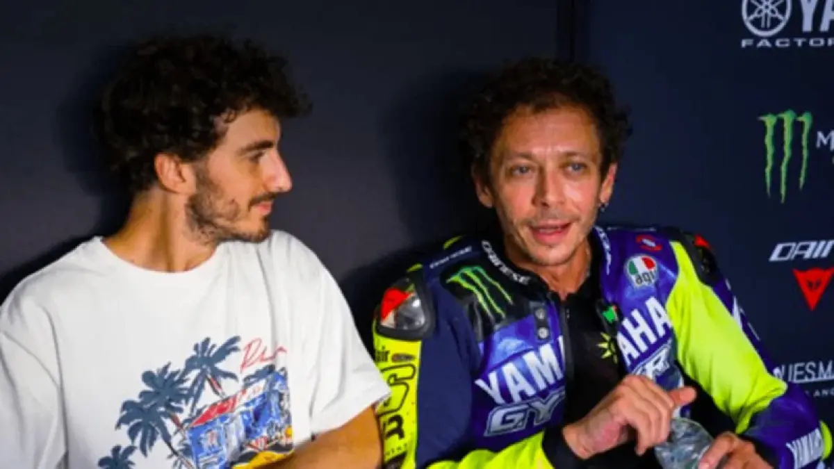 Francesco Bagnaia dan Valentino Rossi di Misano. (Instagram/VR46 Riders Academy.)