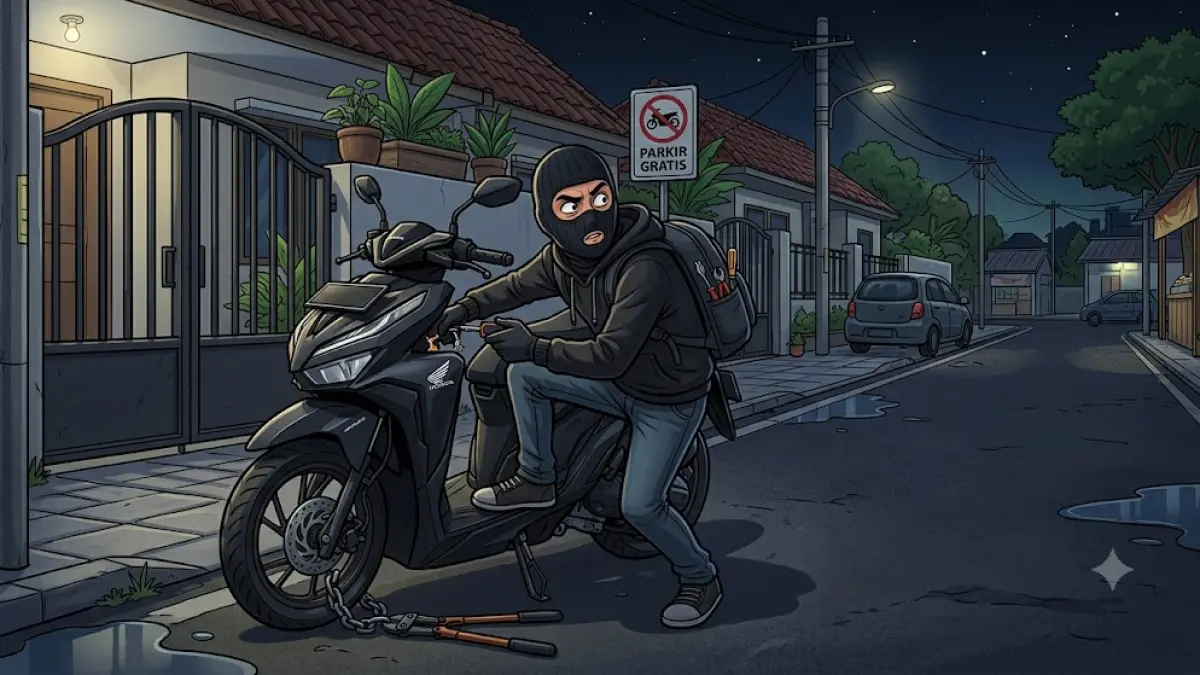 Ilustrasi maling motor