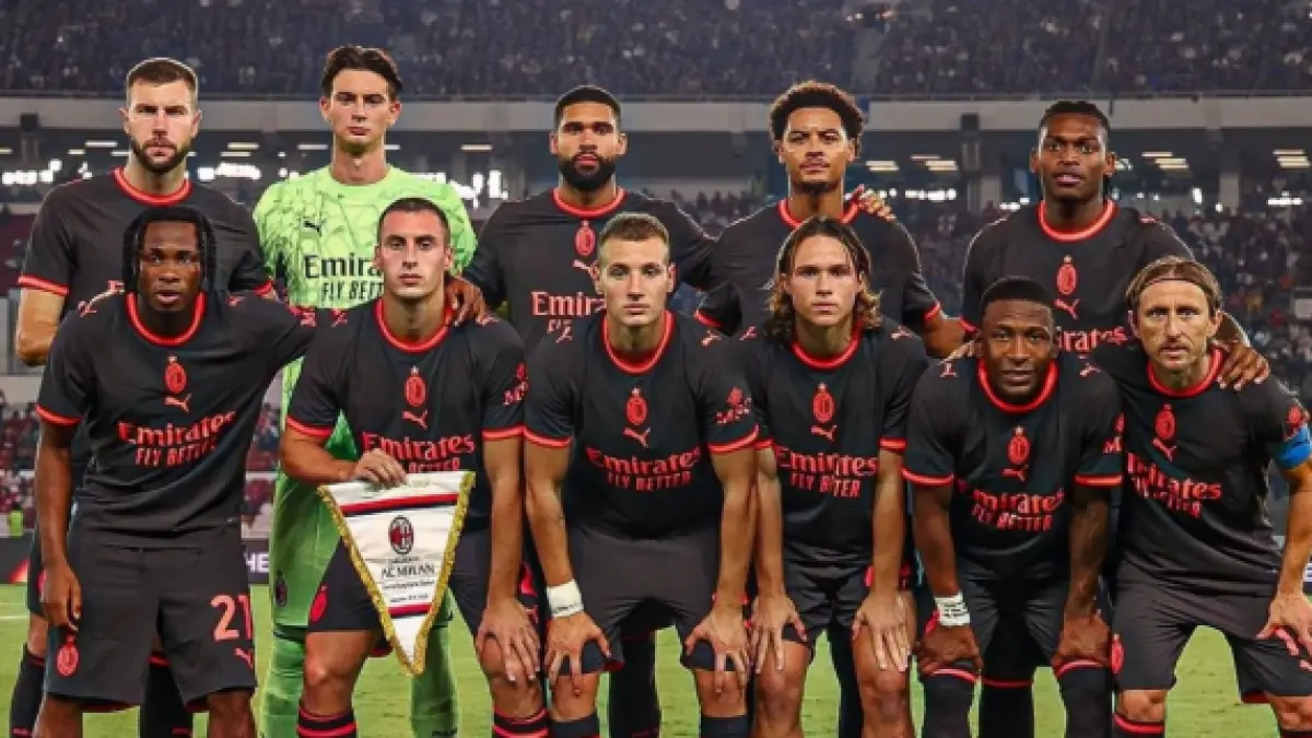 Skuad AC Milan saat laga lawan Chelsea di SUGBK Jakarta, 8 Agustus 2026
