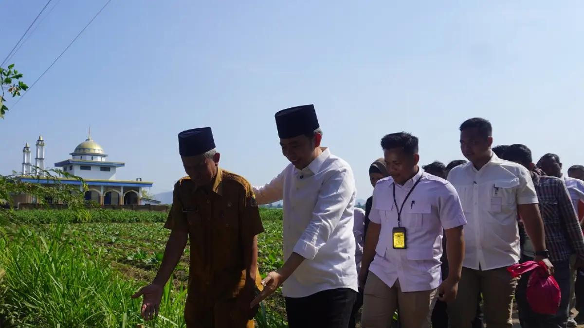 PERKUAT DUKUNGAN INFRASTRUKTUR: Bupati Gus Fawait saat meninjau pembangunan irigasi di areal persawahan di Wonojati, Kecamatan Jenggawah, beberapa pekan lalu, (13/8). (MAULANA/RADAR JEMBER)