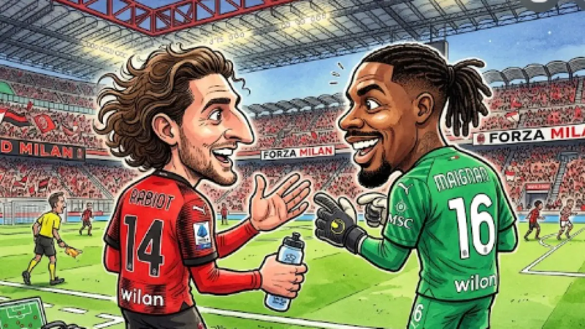 Adrien Rabiot dan Maignan. (KARIKATUR AI)