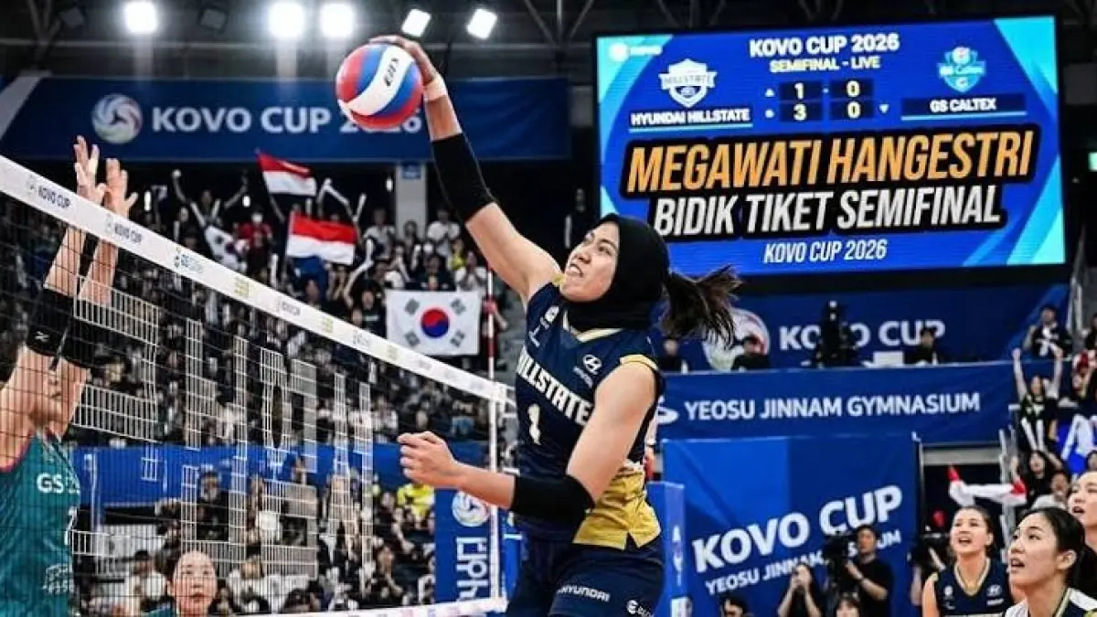 Megawati Hangestri Pertiwi bersiap menjalani tantangan baru bersama Hyundai Hillstate di KOVO Cup 2026 dan membidik tiket semifinal. (RADAR SUKABUMI)

