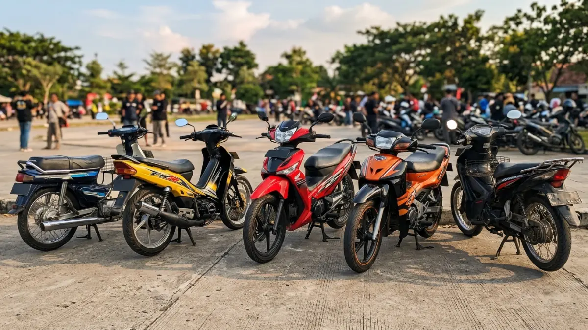 Ilustrasi motor bebek dengan harga purna jual tinggi. (foto diolah dengan AI)