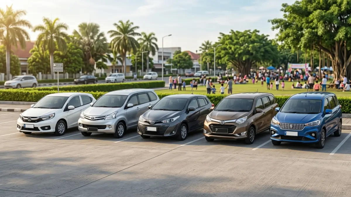 Lima mobil bekas paling irit yang harga jual kembalinya tetap tinggi. (foto diolang dengan AI)