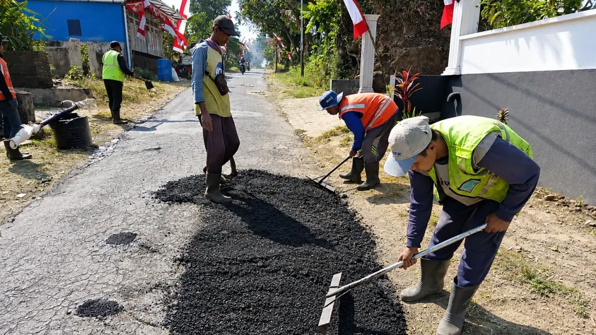 MINTA DIKEBUT: TRC DPUPR Jember melakukan perbaikan jalan beberapa waktu lalu. Mayoritas fraksi di DPRD meminta agar realisasi modal belanja dipercepat, khususnya kegiatan pembangunan. (PPID DPUPR)