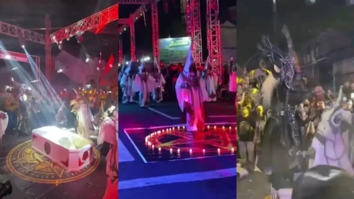 Tangkapan layar video Simbang Kulon Night Carnival di Pekalongan yang viral di media sosial. (SKNC)