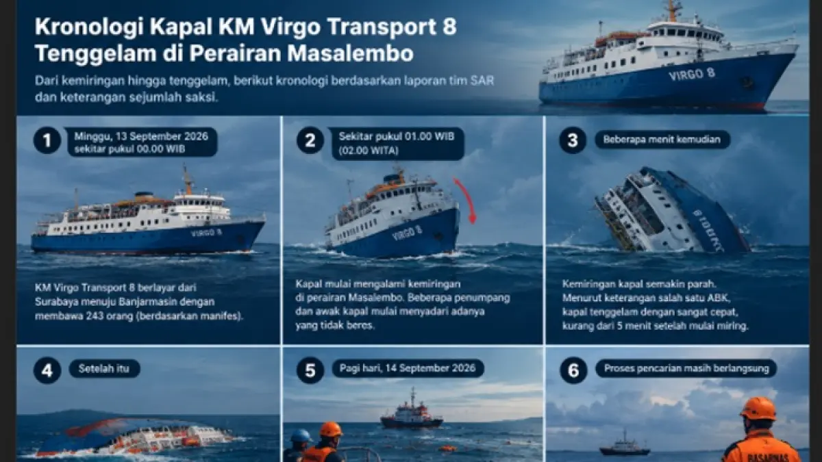 Kronologi kecelakaan KM Virgo Transport 8 (Ilustrasi AI)