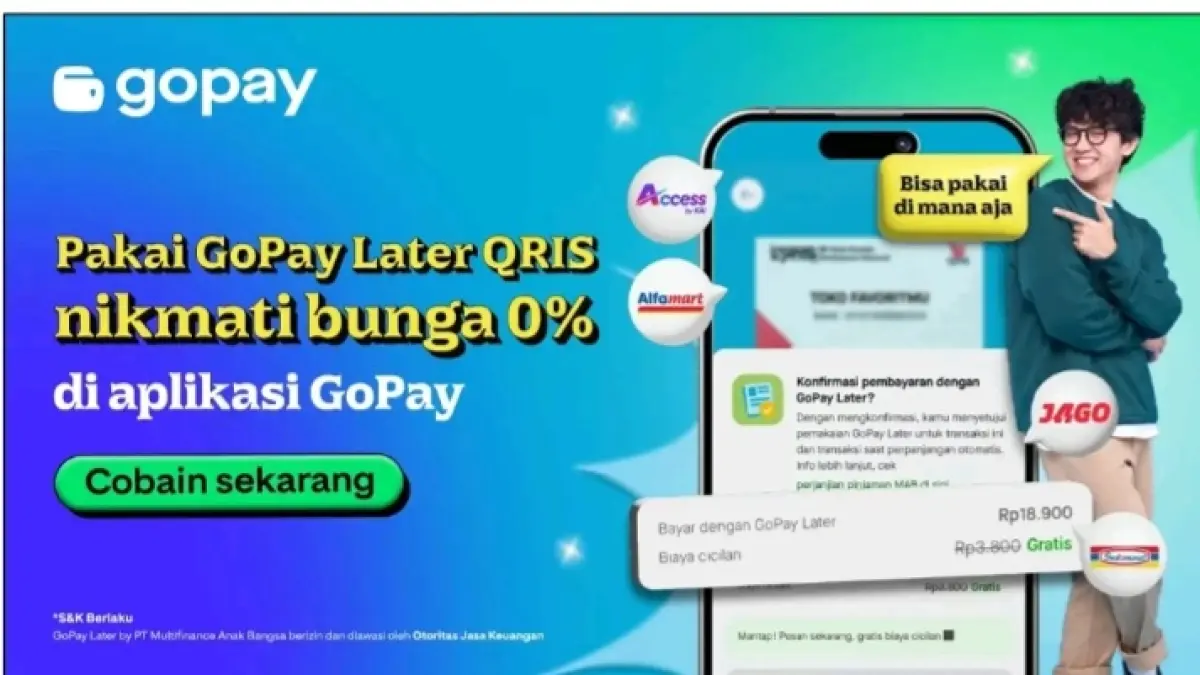 GoPay Later dapat digunakan sebagai sumber pembayaran QRIS di lebih dari 600 gerai offline pilihan, dengan jatuh tempo hingga 45 hari dan siklus tagihan yang mengikuti tanggal transaksi.