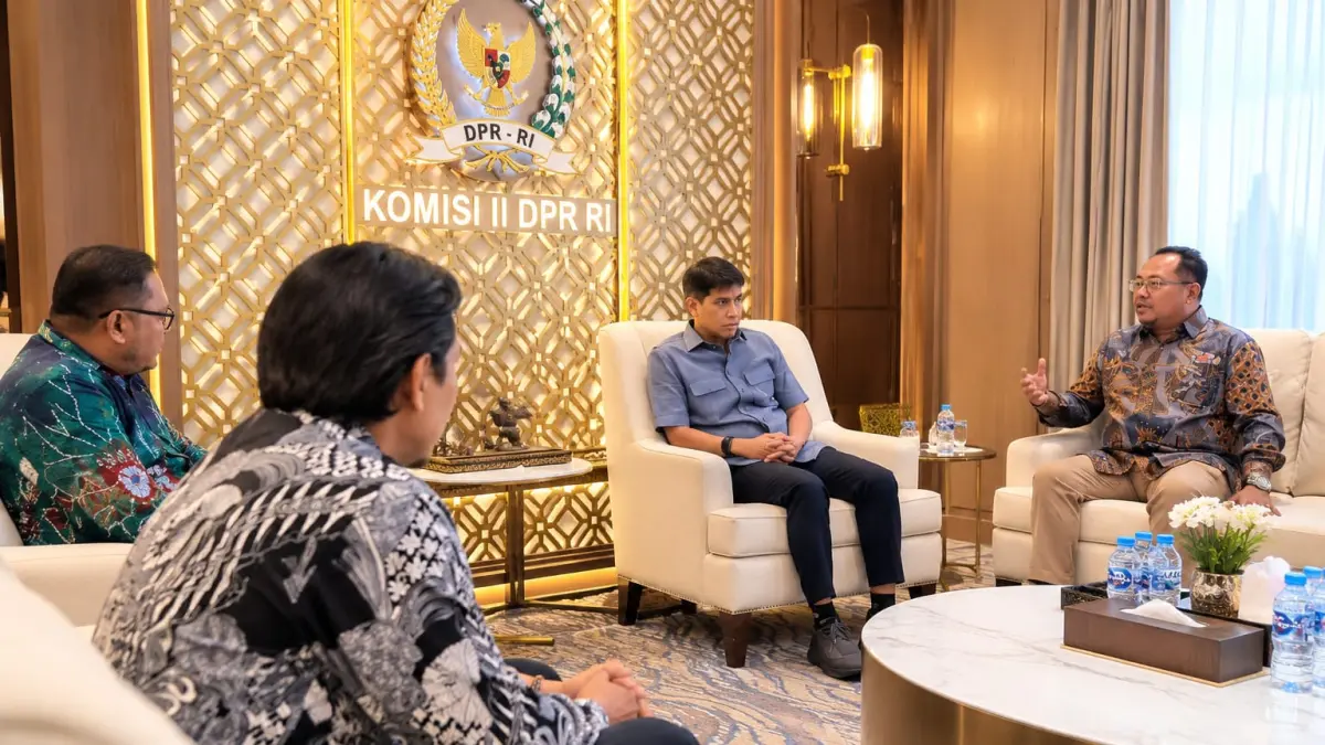 OPTIMISTIS: DPP ADAPI saat bertemu Wakil Ketua Komisi II DPR RI sekaligus Juru Bicara Partai Gerindra, Bahtra Banong, di ruang pertemuan Komisi II DPR RI, Jakarta, Rabu (7/10). (DPP ADAPI)