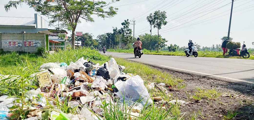 LINGKUNGAN: Sampah di pinggir Jalan Mastrip, Desa Pancoran, Kecamatan Bondowoso, membuat pemandangan tak sedap.