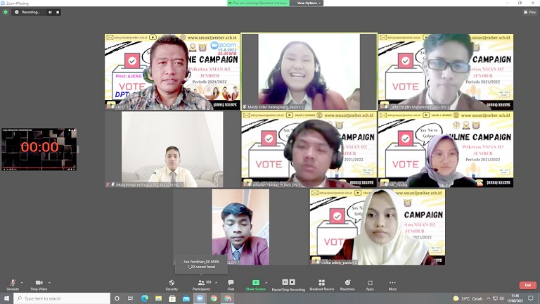 KREATIF: Tangkapan layar kampanye virtual pemilihan ketua OSIS di SMAN 2 Jember. Masing-masing paslon memiliki cara kreatif untuk meraih dukungan pemilih.