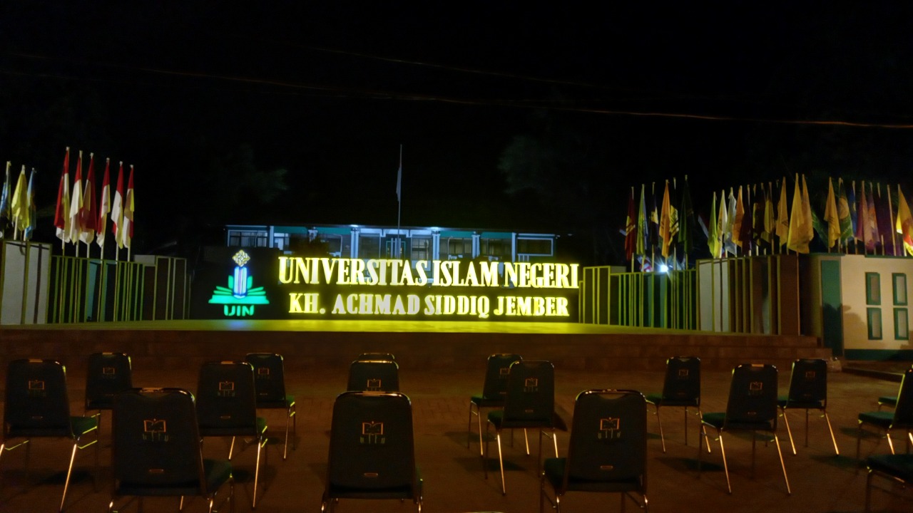 BERLANGSUNG VIRTUAL: Pelaksanaan PBAK bagi mahasiwa baru UIN KHAS Jember dilakukan secara daring. Hanya perwakilan satu mahasiswa dari tiap fakultas yang hadir secara langsung.