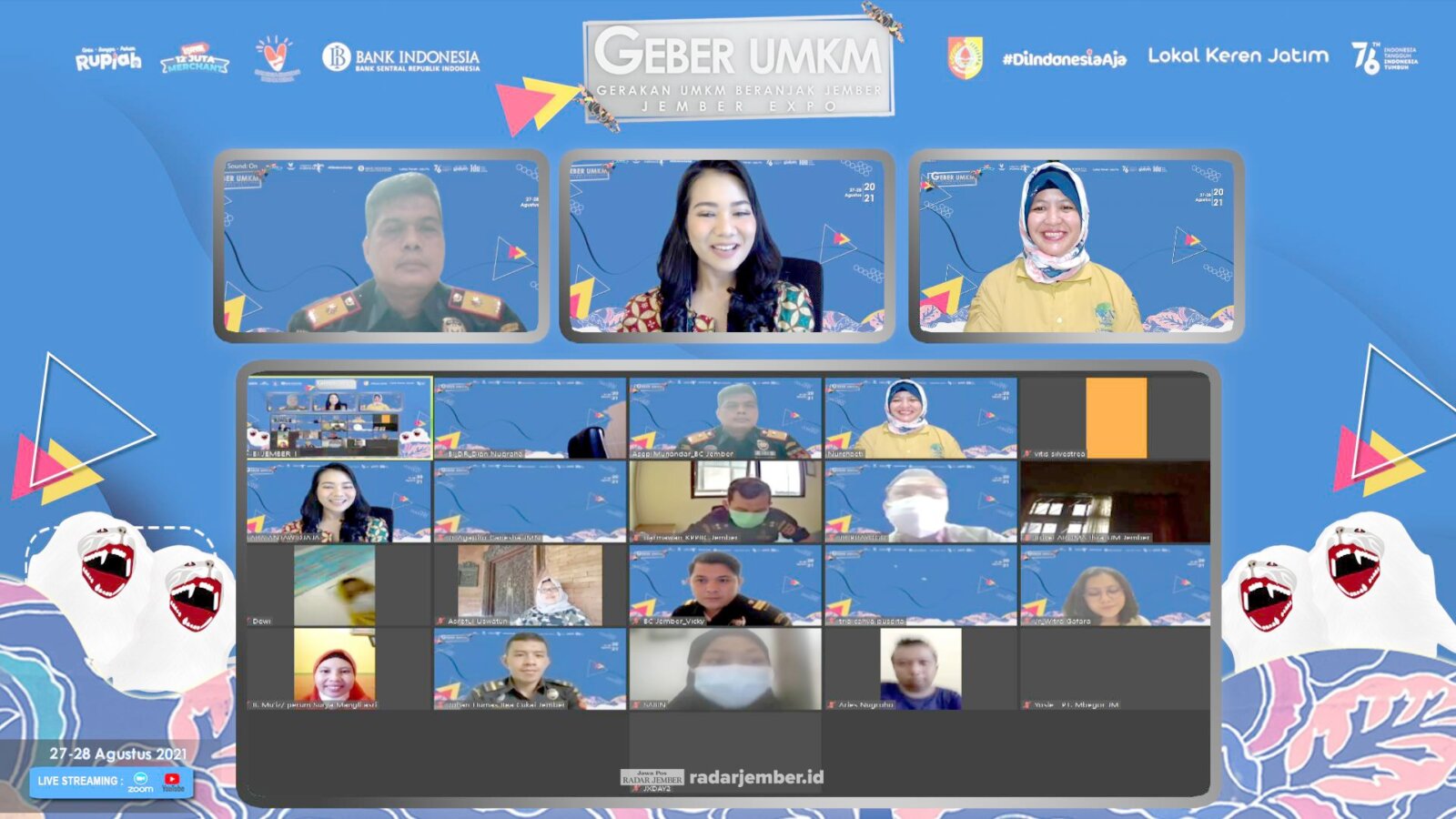SERIUS TAPI SANTAI: Suasana webinar yang membahas cara menembus pasar ekspor di masa pandemi, beberapa waktu lalu.