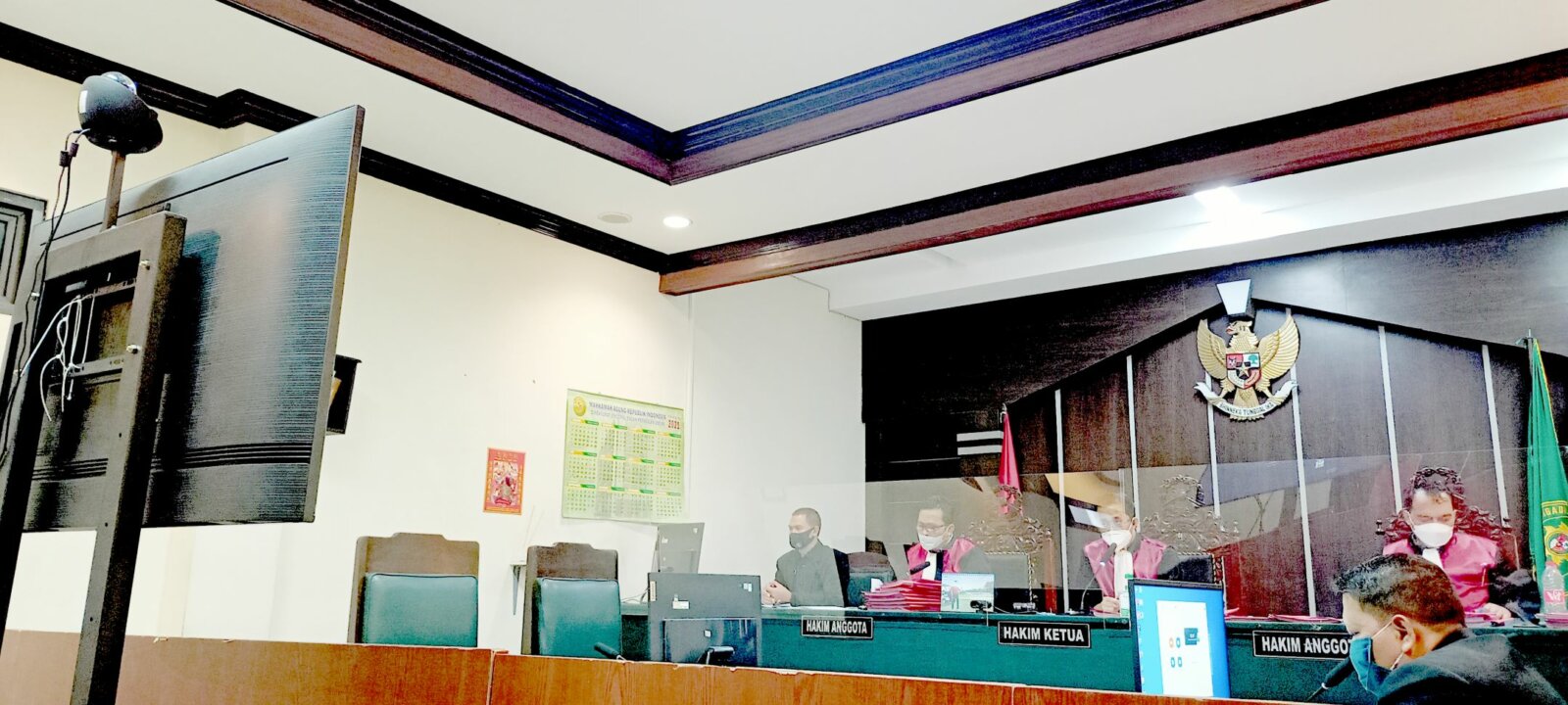 JALANI VONIS: Suasana sidang lanjutan kasus penyalahgunaan narkoba secara virtual, dengan terdakwa Misbahul Munir.