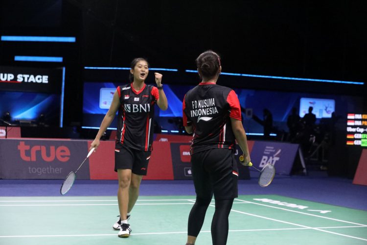 Febriana Dwipuji Kusuma/Amalia Cahaya Pratiwi menyumbangkan satu angka saat Indonesia berhadapan dengan Jerman pada laga kedua Grup A Uber Cup 2022.