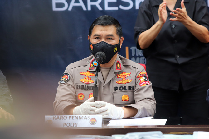 Caption: Kombes Pol Ahmad Ramadhan, Karo Penmas Divisi Humas Polri mengungkapkan judi slot online saat ini marak. (Dok. Dery Ridwansah/JawaPos.com)