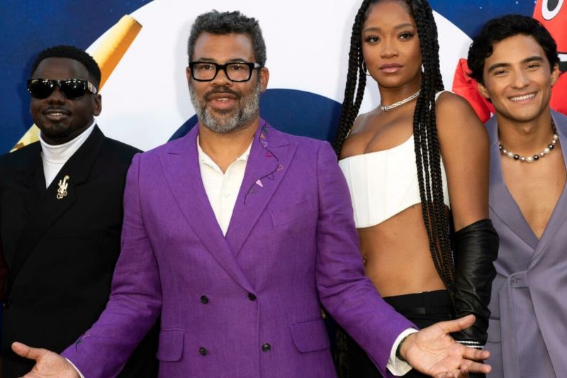 Caption Foto : Sutradara Jordan Peele (kedua dari kiri) bersama aktor Daniel Kaluuya (kiri), Keke Palmer dan Brandon Perea (ketiga dan keempar dari kiri) saat menghadiri pemutaran perdana dunia film