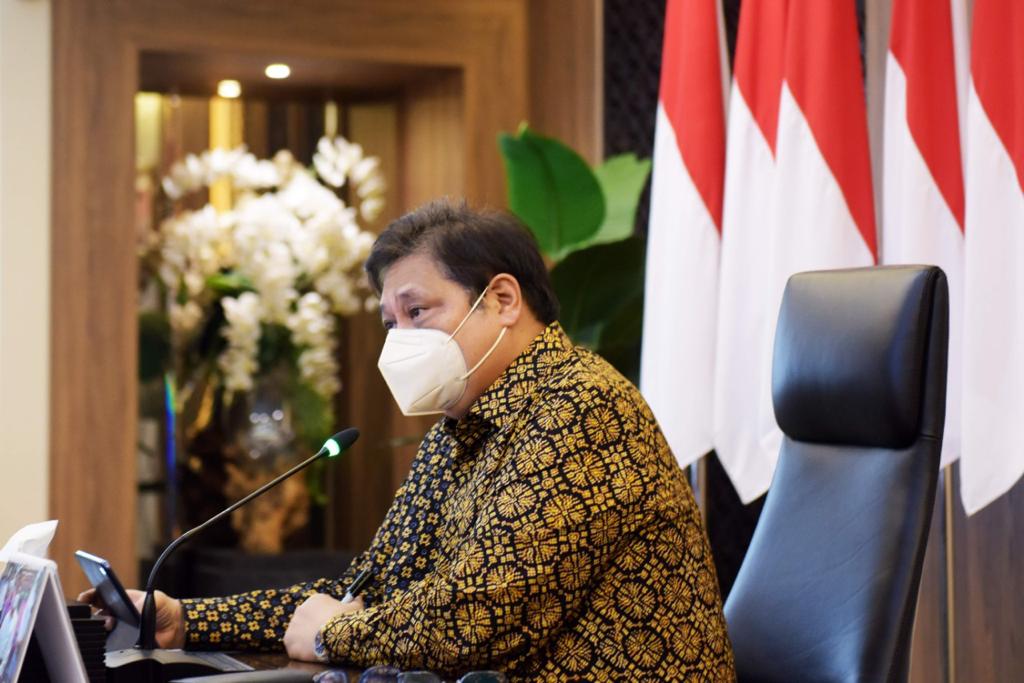 EKONOMI BANGKIT: Menteri Koordinator Bidang Perekonomian Airlangga Hartarto dalam Konferensi Pers tentang Pertumbuhan Ekonomi Indonesia kuartal II tahun 2022, Jumat (5/8).