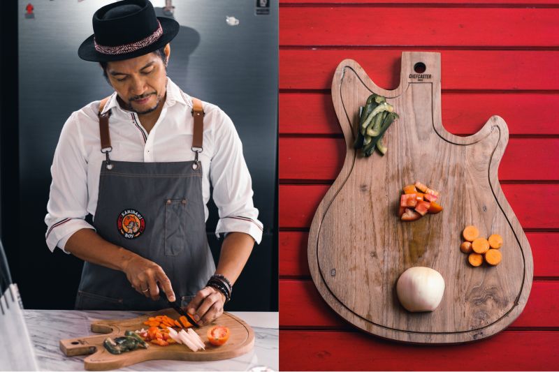 Ridho Slank dan talenan berbentuk body gitar