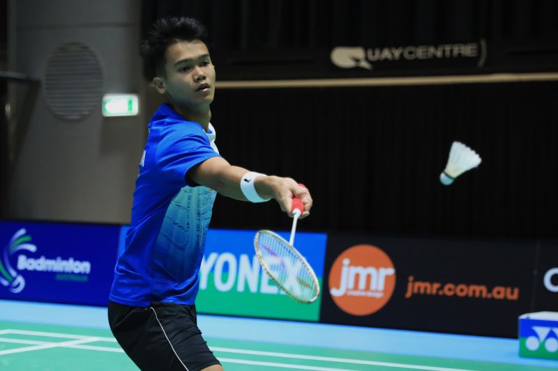 Pebulu tangkis tunggal putra Christian Adinata saat menjalani latihan perdana Australian Open 2022 di Quay Centre, Sydney, Senin (14/11/2022)