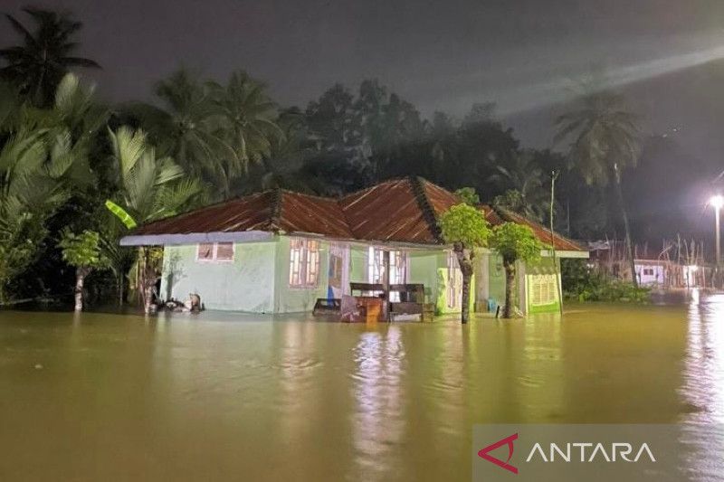 Banjir merendam permukiman warga di Kabupaten Pidie Jaya, Provinsi Aceh, Minggu (22/1/2022).