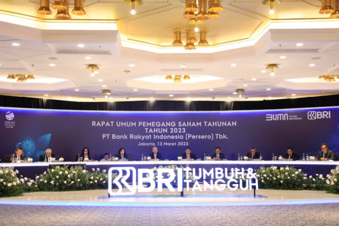SERIUS: Suasana Rapat Umum Pemegang Saham Tahunan (RUPST) 2023 PT. Bank Rakyat Indonesia (Persero) Tbk di Jakarta, Senin (13/3).