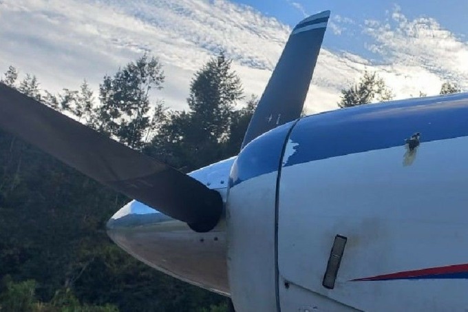 Pesawat Asian One jenis Caravan dengan kode penerbangan PK LTF, Jumat pagi ditembak KKB.