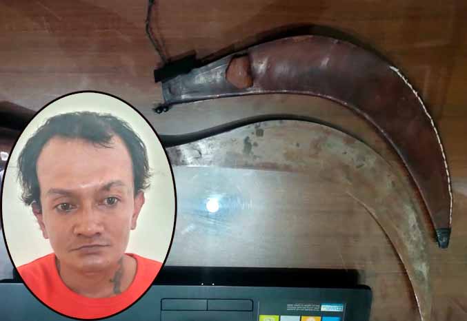 M Taufik yang sudah diamankan polisi. Baru tujuh bulan lalu dia keluar dari Lapas karena kasus narkoba, kini M Taufik residivis narkoba dan pencurian harus berusan dengan polisi lagi.