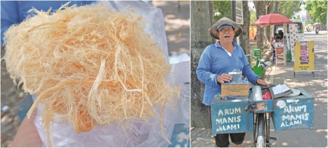 Rambut nenek atau arum manis terbilang jajanan jadul, di era kecanggihan teknologi canggih seperti sekarang ini penjual arum manis ini tinggal segelintir orang.