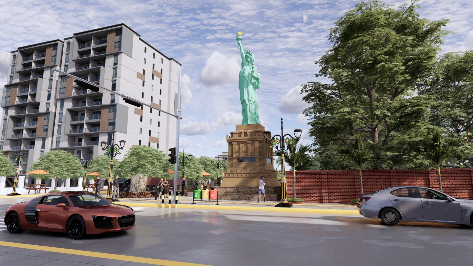 DESAIN: Patung Liberty akan ditempatkan di sudut PSC, di Jalan Pahlawan.&nbsp;(PEMKOT MADIUN)