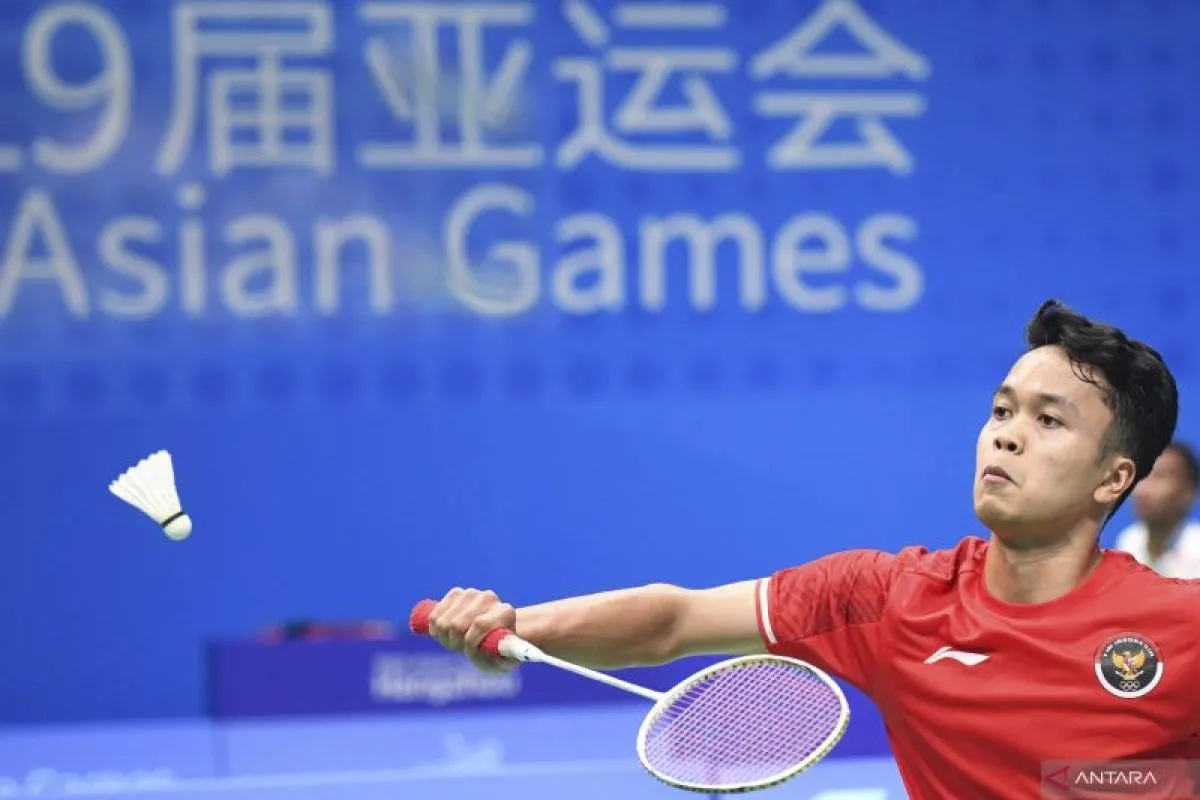Anthony Ginting saat membela Indonesia di nomor tunggal putra bulu tangkis Asian Games 2022.