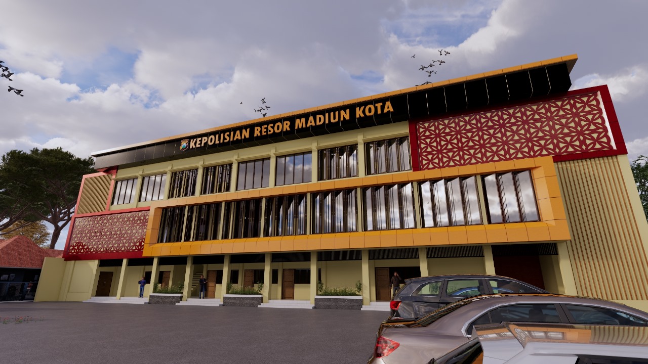 MAKET: Proyek rehabilitasi mapolresta di Jalan Kompol Sunaryo dijadwalkan rampung bulan depan. (DPUPR KOTA MADIUN)