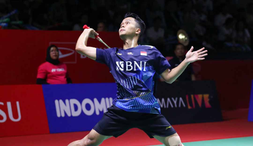 Anthony Ginting melaju ke semifinal usai mengalahkan Leong Jun Hao. (PBSI)