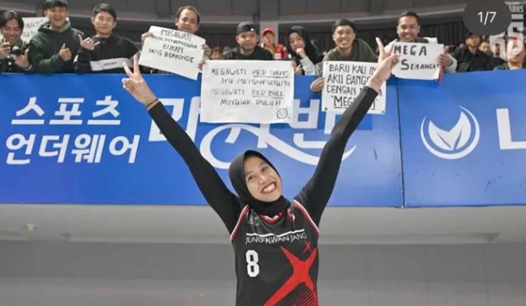 BINTANG: Megawati Hangestri saat berseragam Red Sparks di Liga Voli Korea (V-League) musim lalu. (INSTAGRAM)