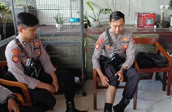 TERLUKA :&nbsp;Pelaku kasus pencurian di Jalan Ahmad Dahlan sempat menabrak Bripda Reza saat dihadang di Jalan Gajah Mada, Ponorogo,&nbsp;Senin (5/2) kemarin.&nbsp;