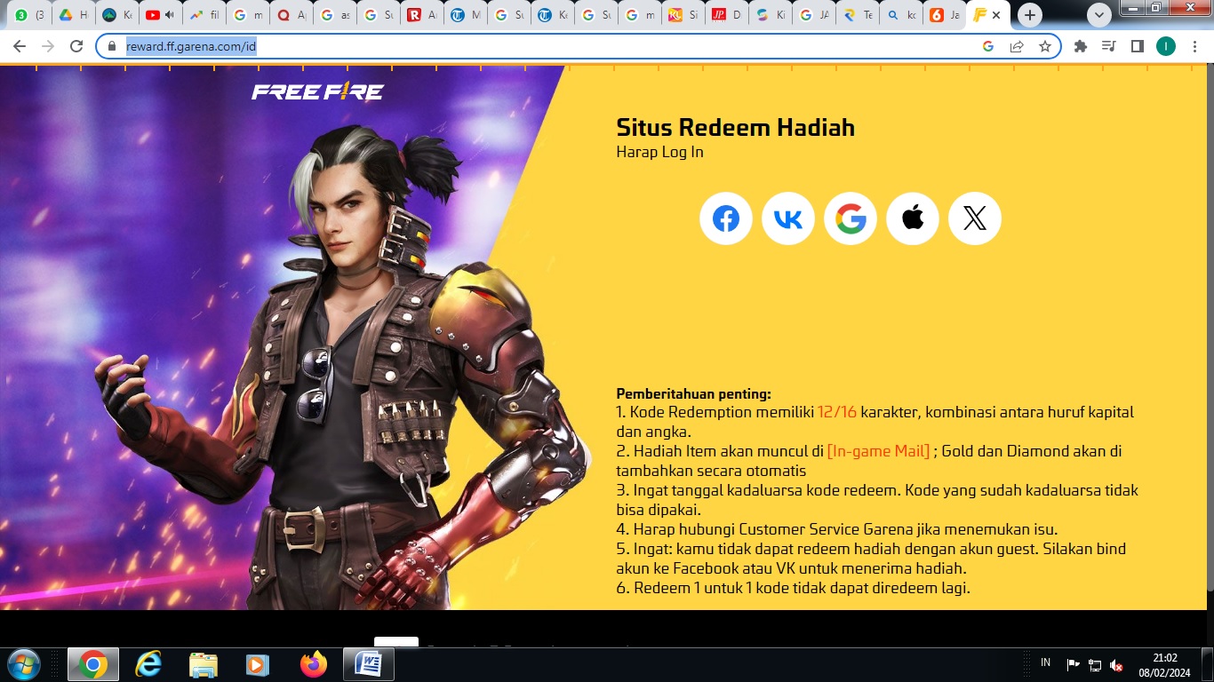 PERLU DICOBA: Tangkapan halaman redeem hadiah game free fire. (garena.com)