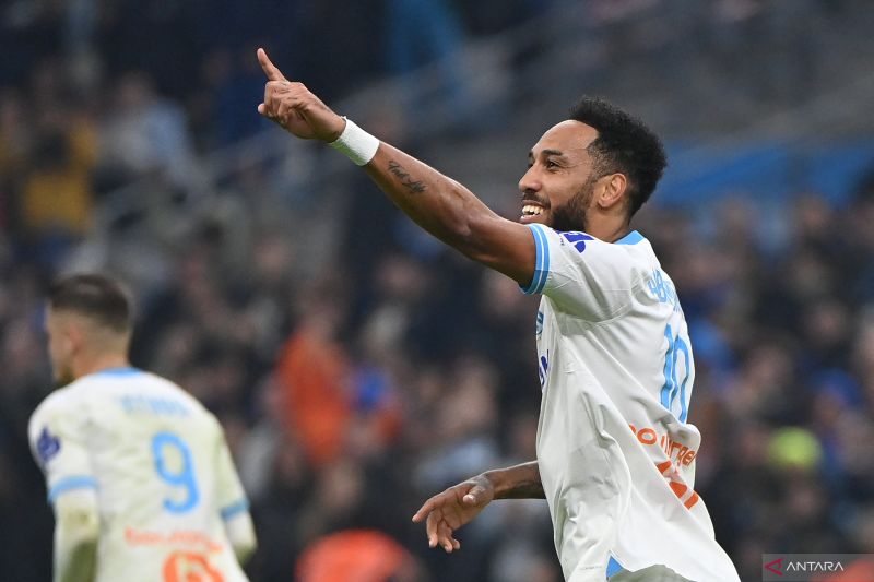 GACOR: Pierre-Emerick Aubameyang tampil trengginas bersama Marseille. (ANTARA)