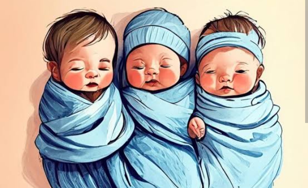 Ilustrasi bayi kembar tiga
